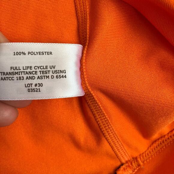 Coolibar Mens Sz M UPF 50+ Aqua Suntect Rashguard Long Sleeve Shirt Orange Navy - Picture 12 of 16